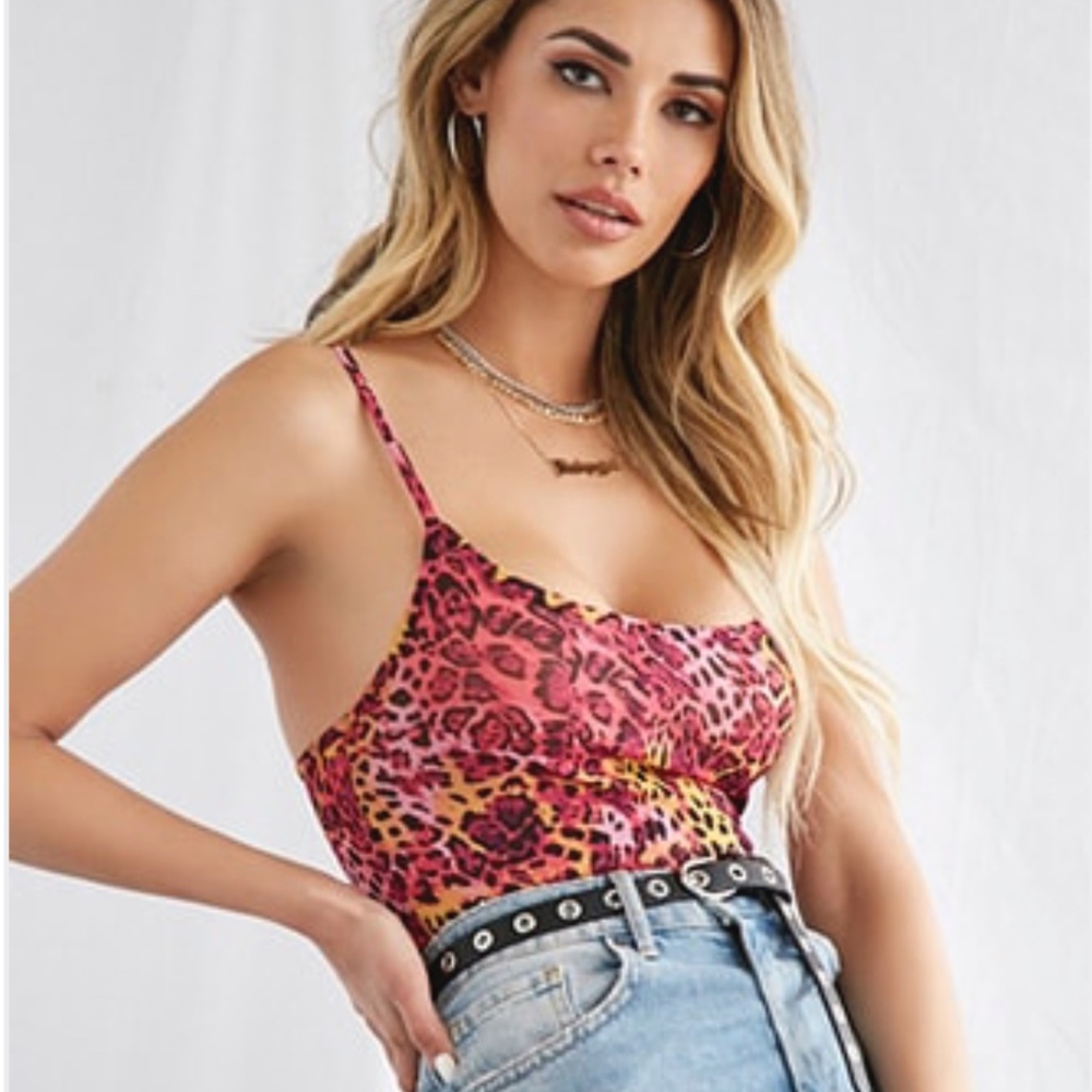 Forever 21 Mesh Leopard Print Bodysuit